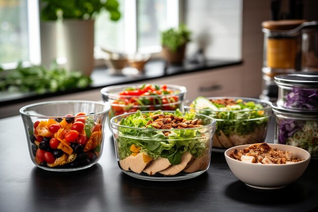 Przygotowane porcje na blacie